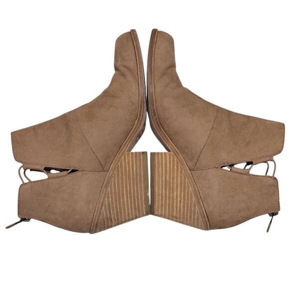 Eileen Fisher Tote Chic Ankle Boots Stacked Heel Size 8.5 Earth Tumbled Nubuck - Picture 9 of 13